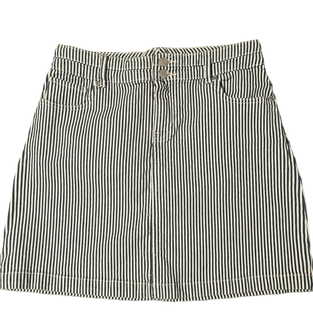 Maurices High Rise Double Button Striped Skirt